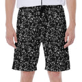 Black And White Cherry Blossom Print Men's Beach Shorts