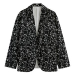 Black And White Cherry Blossom Print Men's Blazer