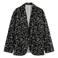 Black And White Cherry Blossom Print Men's Cotton Blazer