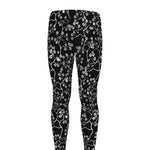 Black And White Cherry Blossom Print Men's leggings