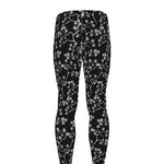 Black And White Cherry Blossom Print Men's leggings