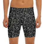 Black And White Cherry Blossom Print Men's Long Boxer Briefs