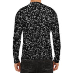 Black And White Cherry Blossom Print Men's Long Sleeve Rash Guard