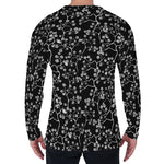 Black And White Cherry Blossom Print Men's Long Sleeve T-Shirt