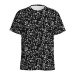 Black And White Cherry Blossom Print Men's Sports T-Shirt