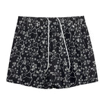 Black And White Cherry Blossom Print Mesh Shorts