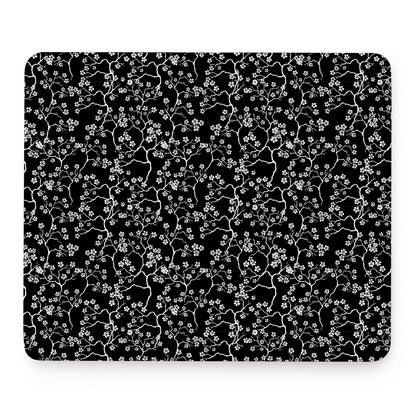 Black And White Cherry Blossom Print Mouse Pad
