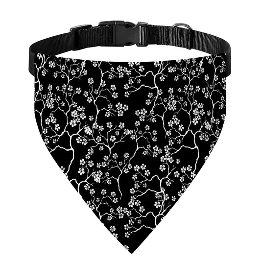 Black And White Cherry Blossom Print Over The Collar Dog Bandana