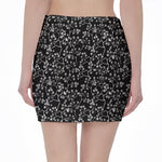 Black And White Cherry Blossom Print Pencil Mini Skirt