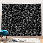Black And White Cherry Blossom Print Pencil Pleat Curtains