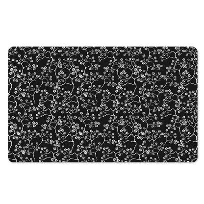 Black And White Cherry Blossom Print Polyester Doormat