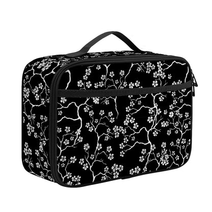 Black And White Cherry Blossom Print Portable Lunch Bag