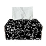 Black And White Cherry Blossom Print Rectangle Tissue Box Cover