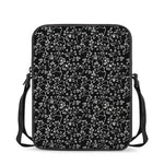 Black And White Cherry Blossom Print Rectangular Crossbody Bag