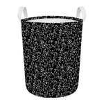 Black And White Cherry Blossom Print Round Laundry Basket
