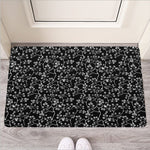Black And White Cherry Blossom Print Rubber Doormat