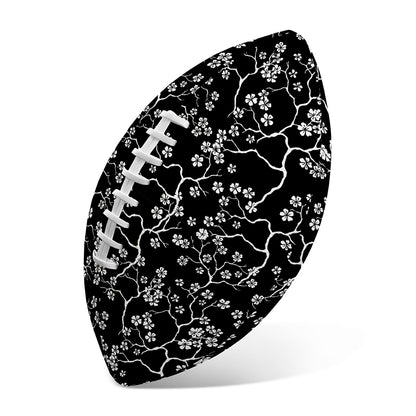Black And White Cherry Blossom Print Rugby Ball