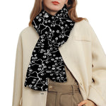 Black And White Cherry Blossom Print Scarf