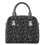 Black And White Cherry Blossom Print Shoulder Handbag
