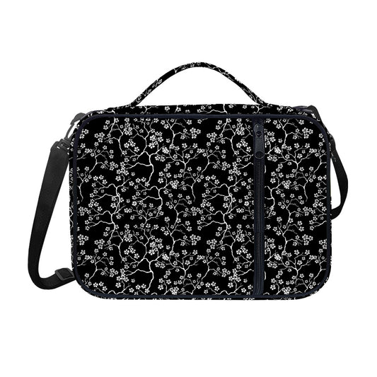 Black And White Cherry Blossom Print Shoulder Strap Bible Bag