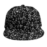 Black And White Cherry Blossom Print Snapback Cap