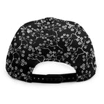 Black And White Cherry Blossom Print Snapback Cap