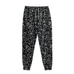 Black And White Cherry Blossom Print Sweatpants