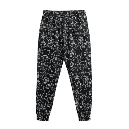 Black And White Cherry Blossom Print Sweatpants