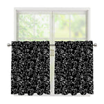 Black And White Cherry Blossom Print Tier Curtains