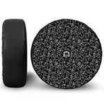 Black And White Cherry Blossom Print Tire Cover With Camera Hole
