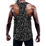 Black And White Cherry Blossom Print Training Tank Top