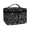 Black And White Cherry Blossom Print Travel Makeup Bag