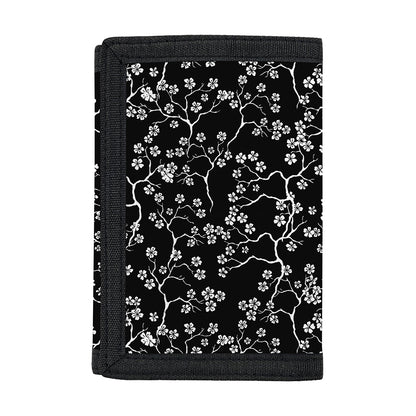 Black And White Cherry Blossom Print Trifold Wallet