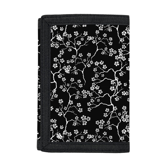 Black And White Cherry Blossom Print Trifold Wallet