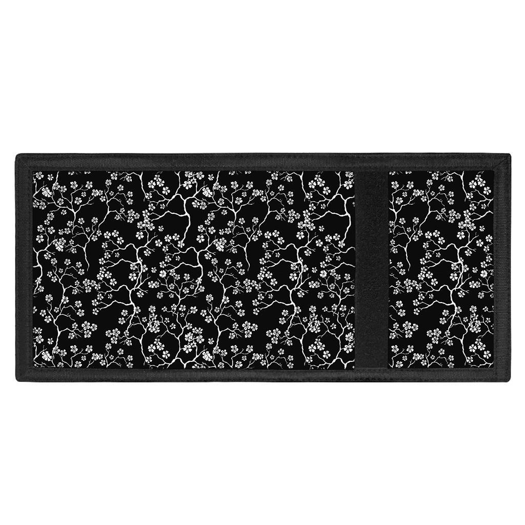 Black And White Cherry Blossom Print Trifold Wallet