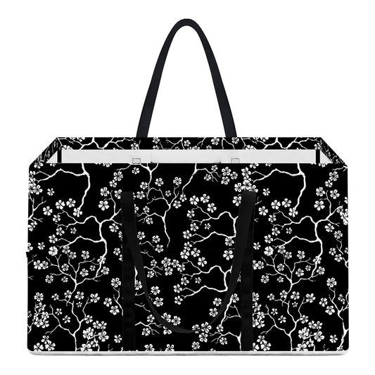 Black And White Cherry Blossom Print Utility Tote Bag