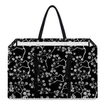 Black And White Cherry Blossom Print Utility Tote Bag