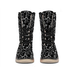 Black And White Cherry Blossom Print Winter Boots