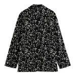 Black And White Cherry Blossom Print Women's Blazer