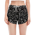 Black And White Cherry Blossom Print Women's Split Running Shorts