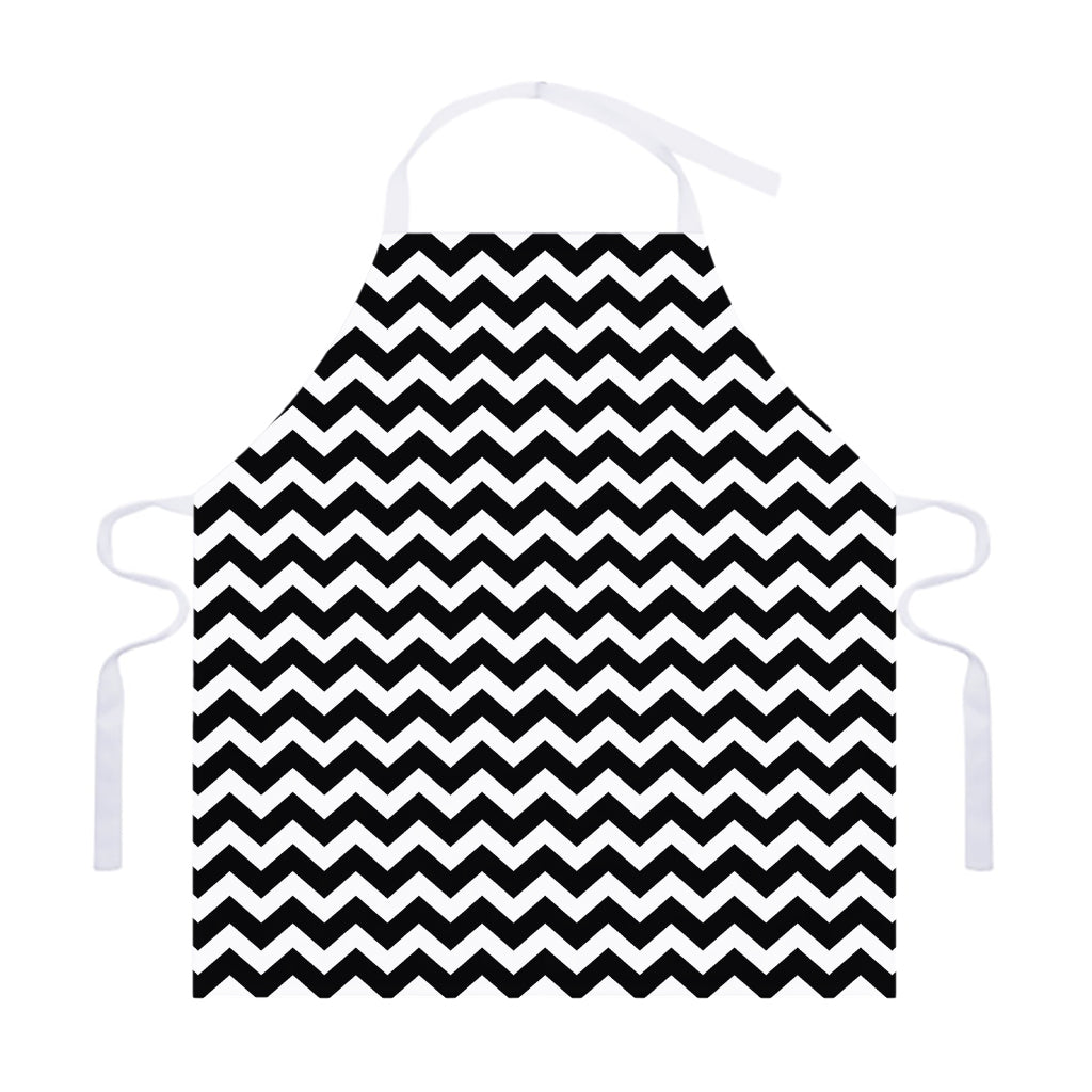 Black And White Chevron Pattern Print Adjustable Apron