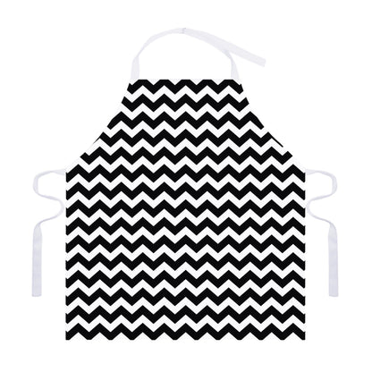 Black And White Chevron Pattern Print Adjustable Apron