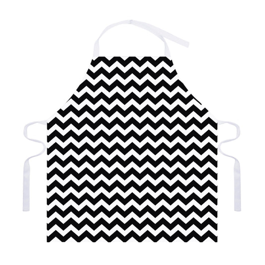 Black And White Chevron Pattern Print Adjustable Apron