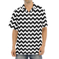 Black And White Chevron Pattern Print Aloha Shirt