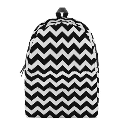 Black And White Chevron Pattern Print Backpack
