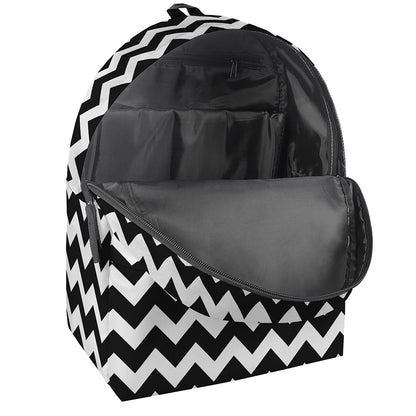 Black And White Chevron Pattern Print Backpack