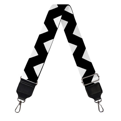 Black And White Chevron Pattern Print Bag Strap