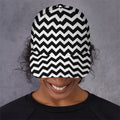 Black And White Chevron Pattern Print Baseball Cap