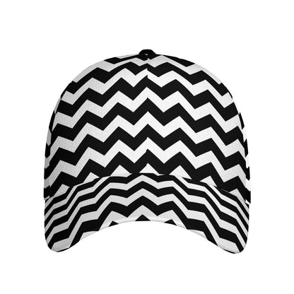 Black And White Chevron Pattern Print Baseball Cap