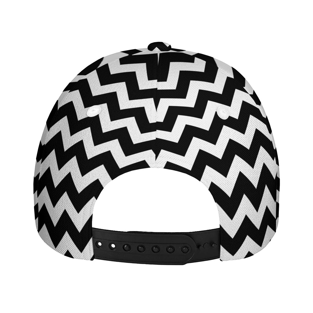Black And White Chevron Pattern Print Baseball Cap